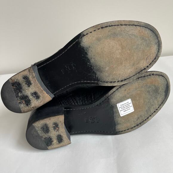 Tory Burch Leona Black Pebbled Leather Mid Calf Moto Boots Size 8 M - Picture 12 of 15